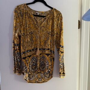 Lucky Brand Yellow Paisley Blouse